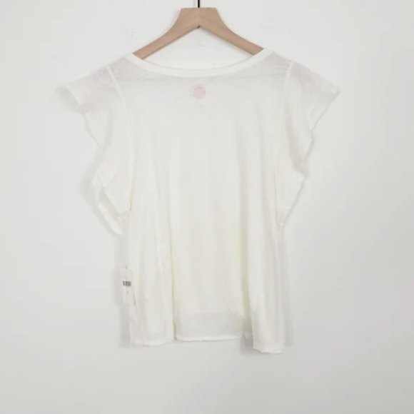 Anthropologie NWT Ruffle SLeeve Cropped Tee - Picture 3 of 6